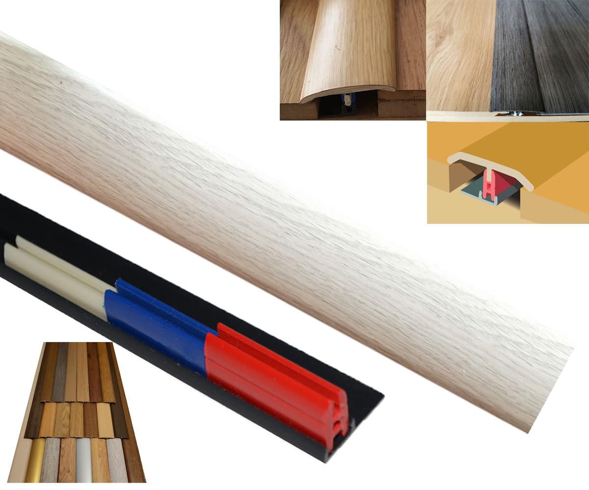 Stowe Oak Laminate Door Threshold Adjustable Height/Pivots 50mm x 90cm Easyclip