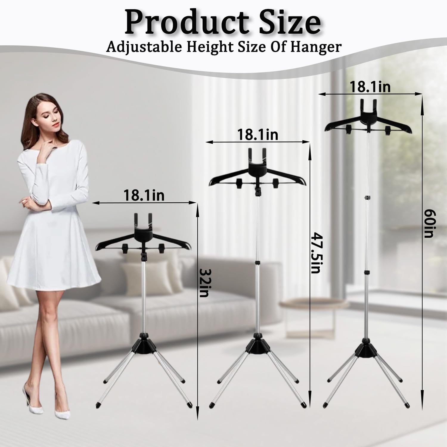 Supporto per vapore, supporto per vaporizzatore per indumenti, rack regolabile con gancio, pieghevole e portatile, per viaggi e casa (nero)