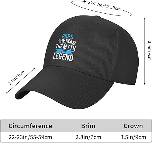 Miniatura 5 de Pops The Man The Myth The Legend Adjustable Baseball Hat Unisex Adult Sports Cap Black Outdoor Uv Protection