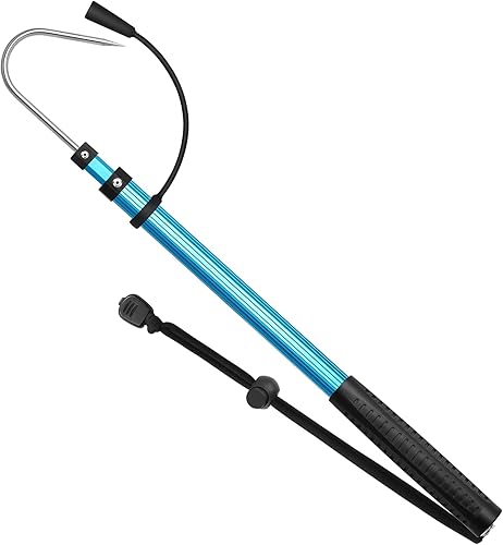 Miniatura 10 de SAN LIKE Garfio de pesca telescópico de aluminio/fibra de vidrio con mango de goma antideslizante Gancho de acero inoxidable con tornillo M8