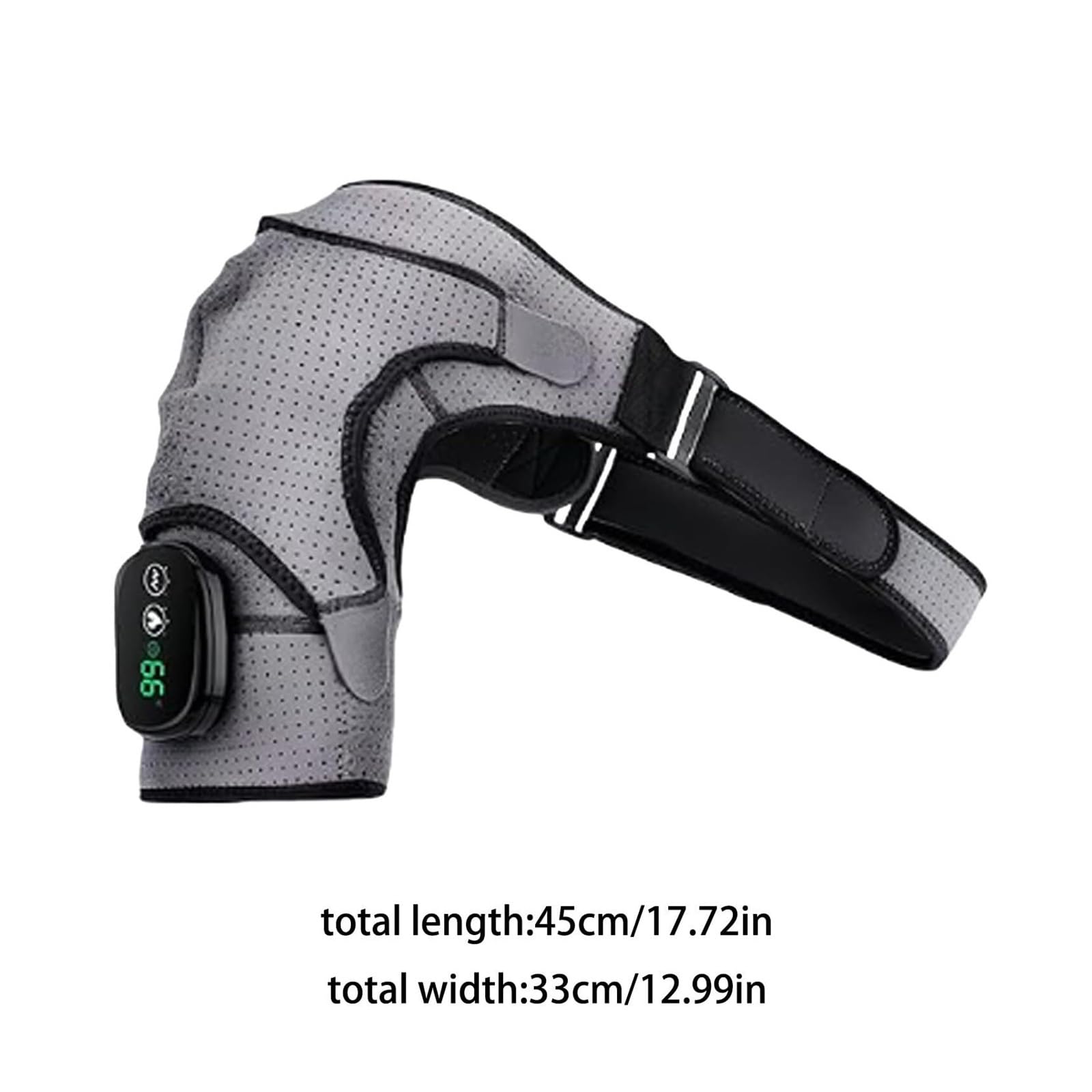 Cuscino riscaldante for spalle senza fili | 3 livelli di riscaldamento e 3 modalità di vibrazione, cinghie regolabili(Black)