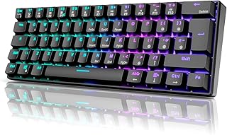 RK ROYAL KLUDGE RK61 Wireless Mechanical Keyboard, Hot Swappable Keyboard Triple Mode 2.4Ghz/BT5.0/USB-C, 61 Keys RGB Backlit Compact 60% Keyboard Programmable, for Win/Mac/Android（Red Switch, Black）
