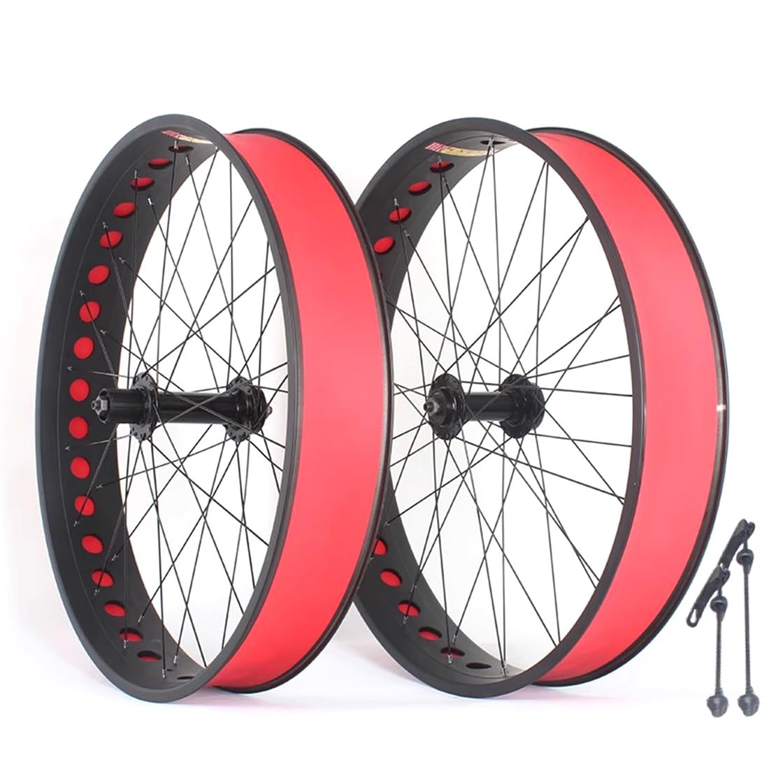 ZXGSXIOU 26 X 4.0-4.9'' Fat Bike Front Rear Wheels Snow Ebike Wheelset Aluminum Alloy Double Layer Rim 36H Disc Brake Hub Quick Release 135mm/190mm For 7-12s Cassette(A pair)