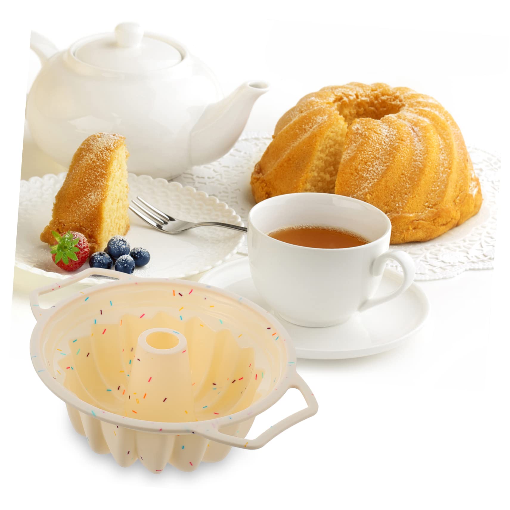 LIFKOME Stampo Rotondo in Silicone per Dolci Struttura a Spirale e Bordo Rinforzato, Facile da Pulire, Adatto per Dolci e Biscotti in Casa o Pasticceria Professionale