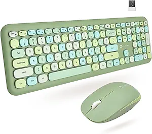 X9 Green Keyboard and Mouse Combo - 2.4G Wireless Connectivity - Transform Your Space with a Cute Wireless Keyboard and Mouse Retro Set - Colorful Keyboard and Mouse - Aesthetic Keyboard