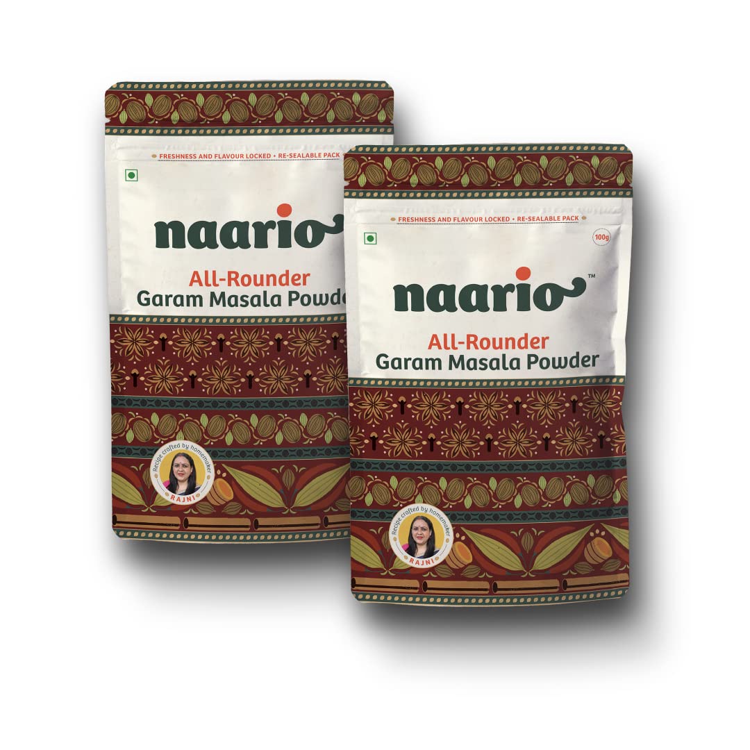 NAARIO Garam Masala biologico in polvere, ingredienti naturali al 100%, miscela perfetta di 12 spezie, delizioso, aromatico e saporito, lavorato naturalmente, 200 g (confezione da 2 * 100 g)