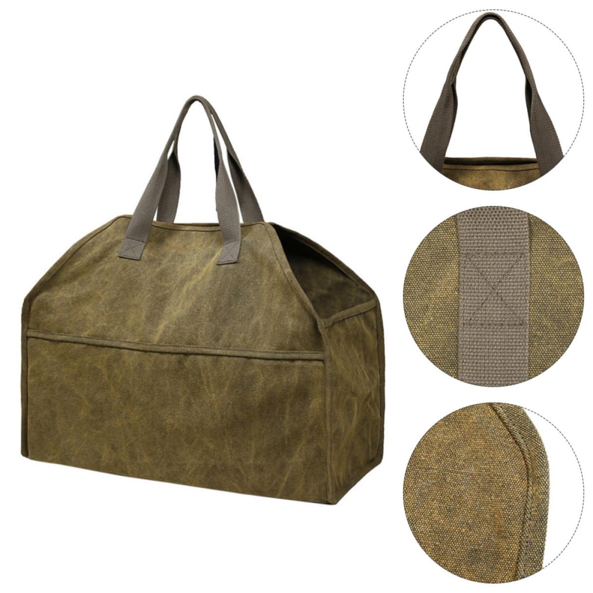 HANABASS Borsa per Trasporto Legna e Rami Capacità di Carico Pesante Portalegna in Tela 16 Ann Canvas Resistente per Campeggio e Lavori Domestici