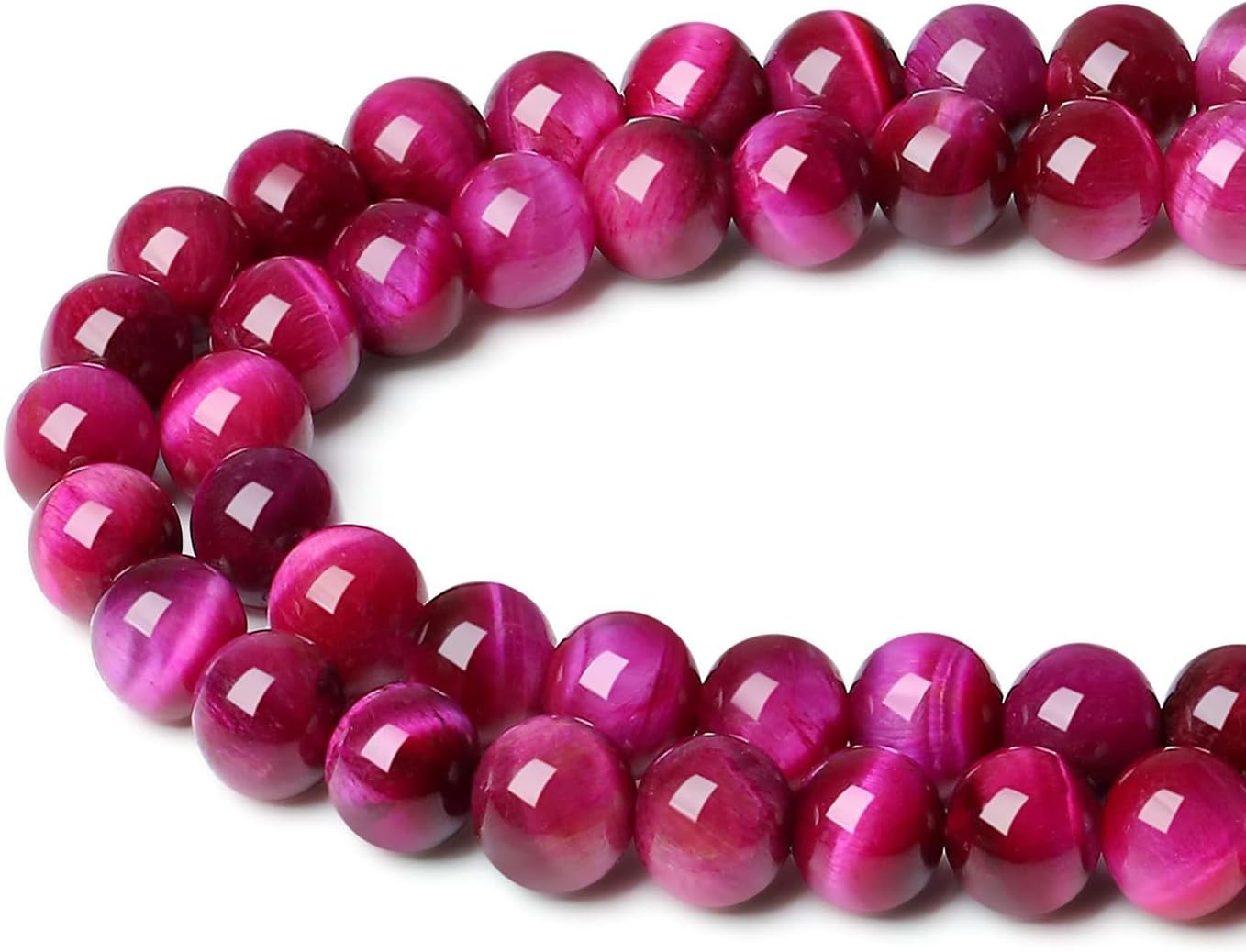 LAIDANLA Rose Pink Tiger Eye Stone 8mm Natural Stone Beads Round Loose Gemstone Beads for DIY Bracelet Necklace Earrings Jewelry Making Polishing Beading Crystal 96PCS 2 Strand 32" - Image 2