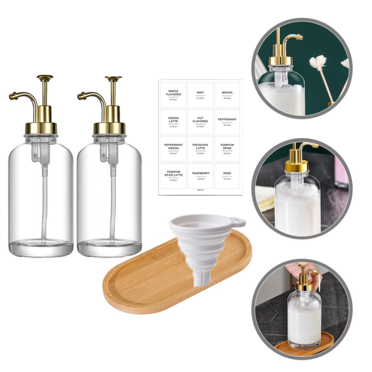 2 Pezzi Dispenser Sapone Liquido in Vetro 500ml Pompa