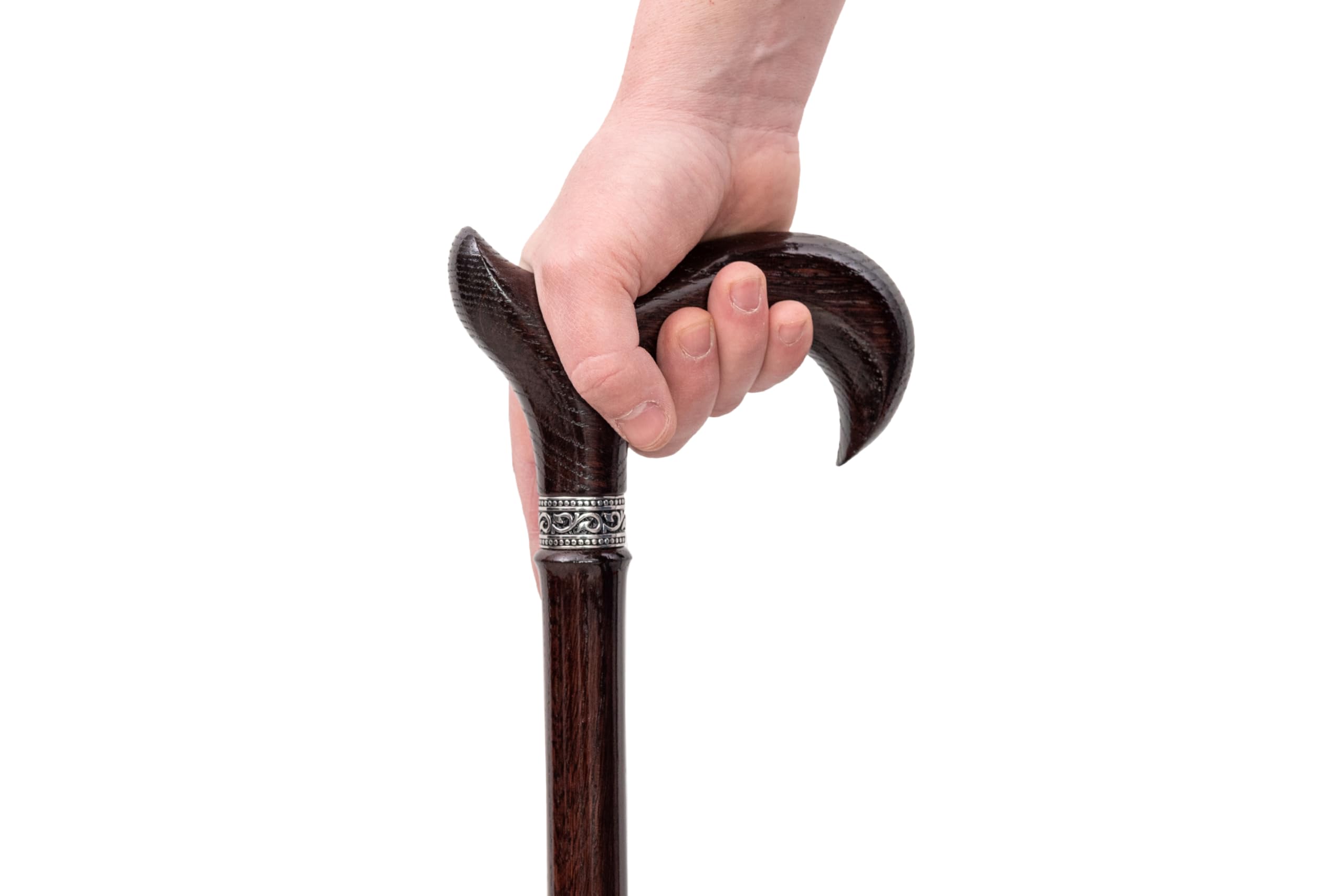 Dr. Watson Prestige Derby Walking Stick – Handcrafted Oak Wood Cane with Incrusted Stainless Steel Collar
