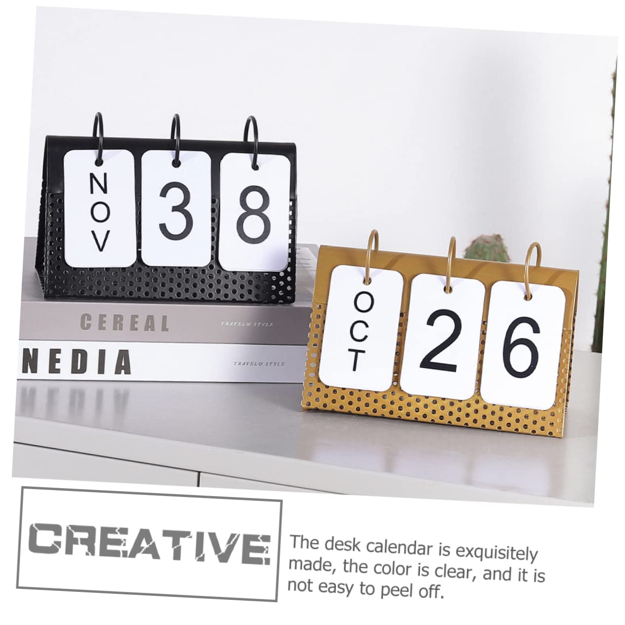 Lurrose 5stücke Metall Tischkalender Minimalistischer -kalender Für Schreibtisch Und Büro Eisenkonstruktion Drehbar Stilvolles Für Zuhause Und Arbeitsplatz