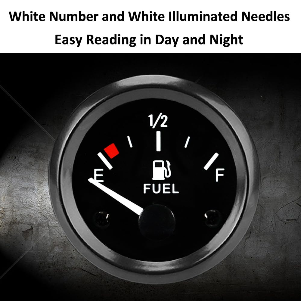 ETOPARS Voiture Jauge de Niveau de Carburant Moteur 2" 52mm Jauge D'essence Véhicule Niveau du Réservoir de Carburant Pointeur Manometre Blanc Lumière Indicateur Instruments