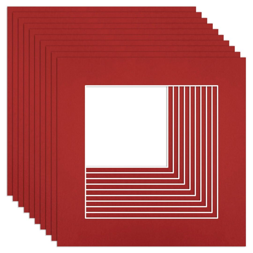 Procut Global 5x5" Crimson Picture Mounts to Fit 3.5x3.5" Aperture - Precision Cut Cardboard Photo Mount - Ideal for Frames, Prints, Artwork & Certificates - Sizes & Colours Available - 10 Pack — image 1