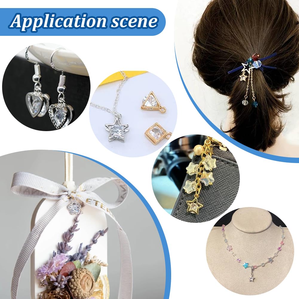 Juego de 60 dijes de aleación de circonio de plata, corazón, flor, ojo de caballo, lágrima, cuadrado, dijes de cristal para aretes, pulseras, collares, joyería 6