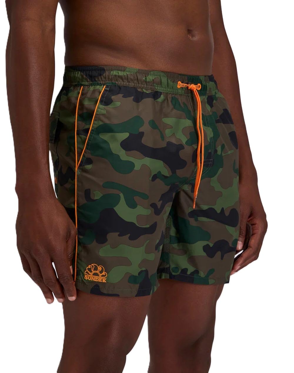 Boxer da uomo con stampa mimetica e vita elasticizzata in poliestere riciclato Repreve by Sundek