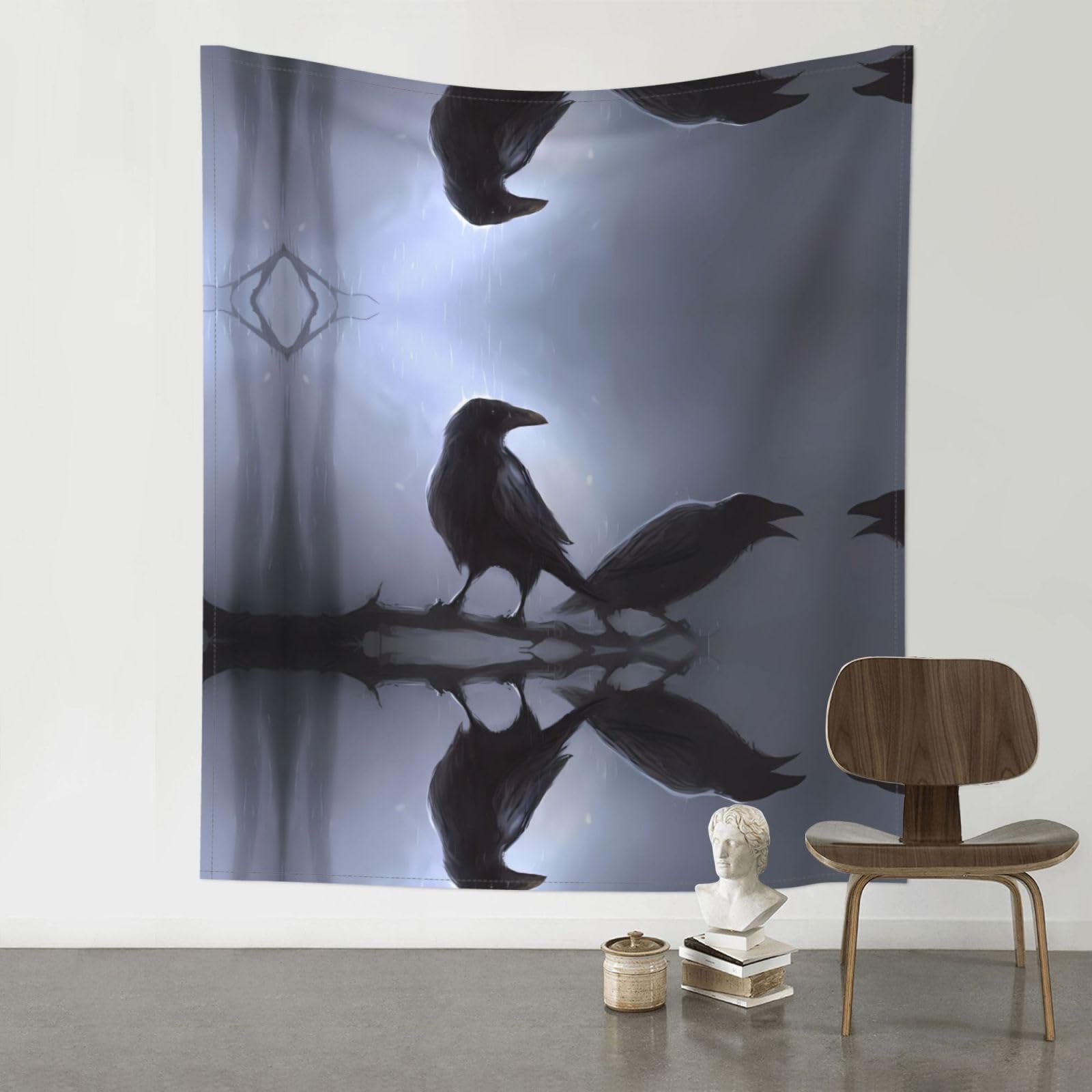 WHJSSF Ravens Prints Wall Tapestry 60x51in - Boho Decor Throw for Bedroom, Dorm, Picnic & Outdoor Adventures
