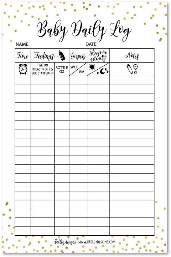 Newborn Baby Log Tracker Journal Book, Infant Daily Schedule, Feeding Food Sleep Naps Activity Diaper Change Monitor Notes For Babies, Mommy Nursing or Breastfeeding Record Tracking Chart 50 Sheet Pad