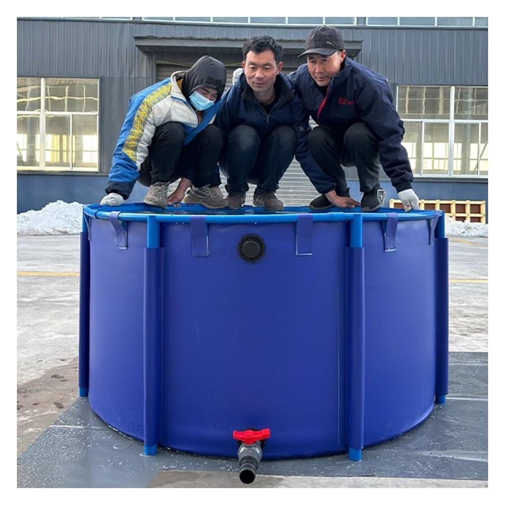 Lago artificiale in tela, Piscina rotonda fuori terra in PVC for laghetto con staffa e valvola di scarico blu(1x0.6m/39x24in-470L)