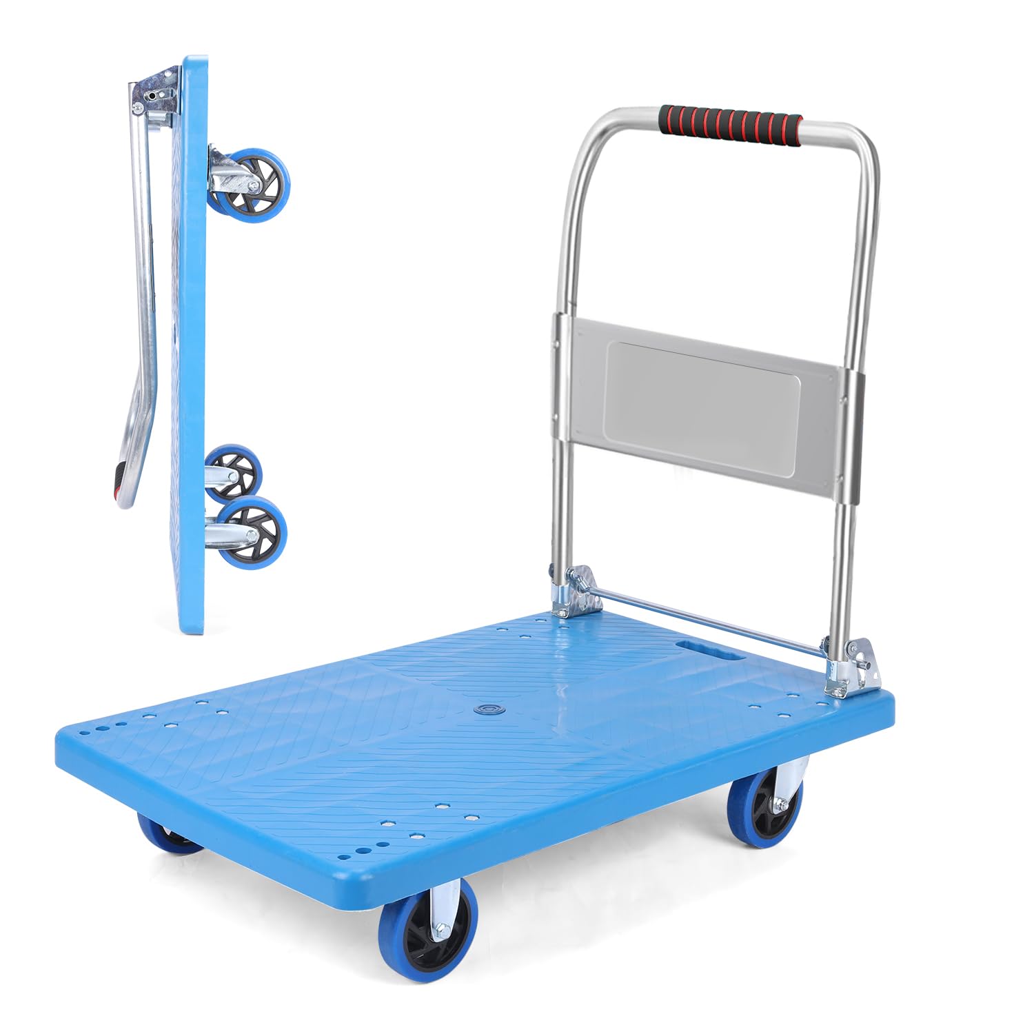 Carro de Mano de Plataforma Resistente para moverse, Plataforma Plegable con Ruedas giratorias de 360 Grados, Carro de Mano Plegable para Carga y Almacenamiento (L)