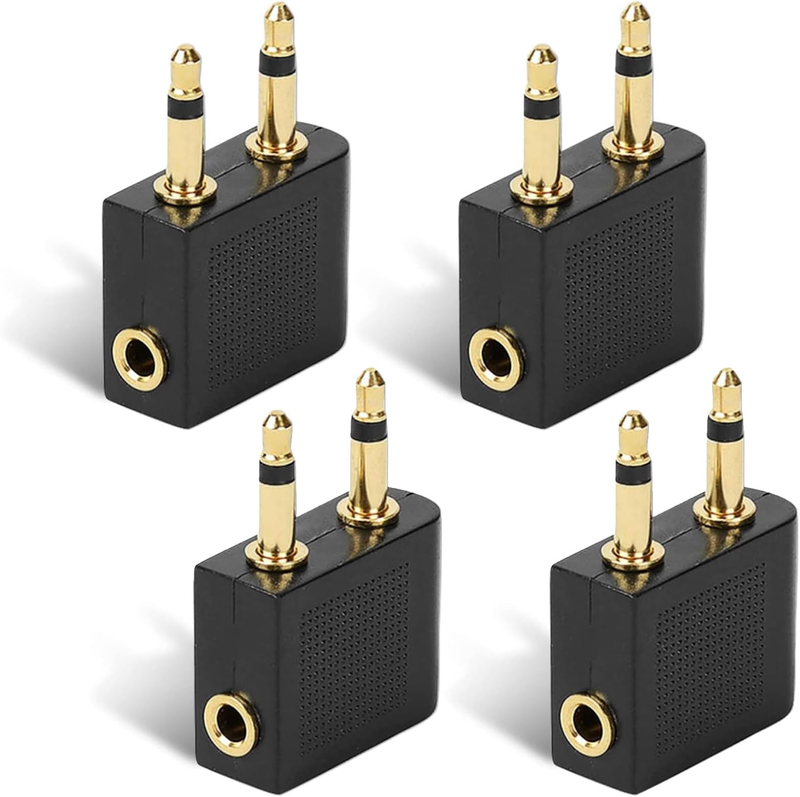 4 Pcs Airplane Headphone Adaptor, Airplane Jack Adapter, Golden Plated Airplane Flight Headphone Adapters, Airline Headphone Adapter, Headphone Airplane Adapter