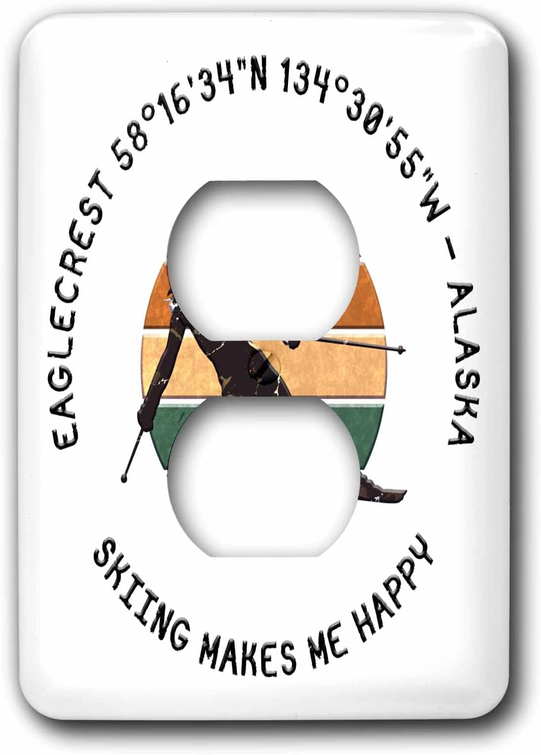 3dRose Eaglecrest, Alaska. Woman skier on white. Downhill... - Light Switch Covers (lsp-374742-6)