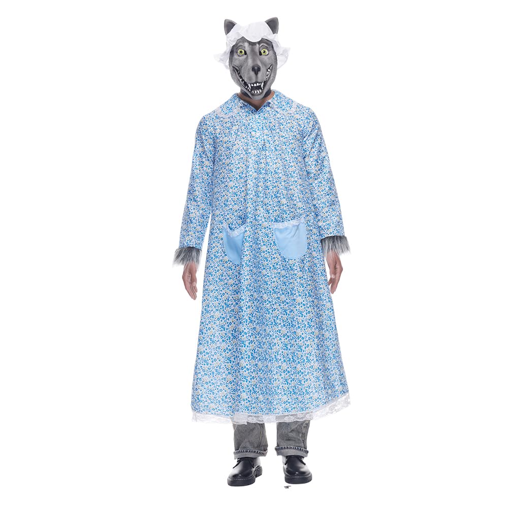 EraSpooky Adulto Big Bad Granny Wolf Disfraz de Wolf Funny Halloween Hada de hadas Little Red Riding Caperina para hombres Mujeres