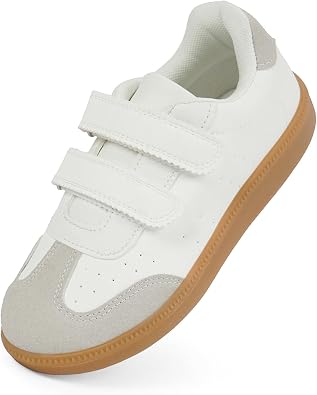 QIY Sneakers for Girls and Boys, Non Slip Breathable Toddler and Kids Dual Hook and Loops Walking Tennis Shoes