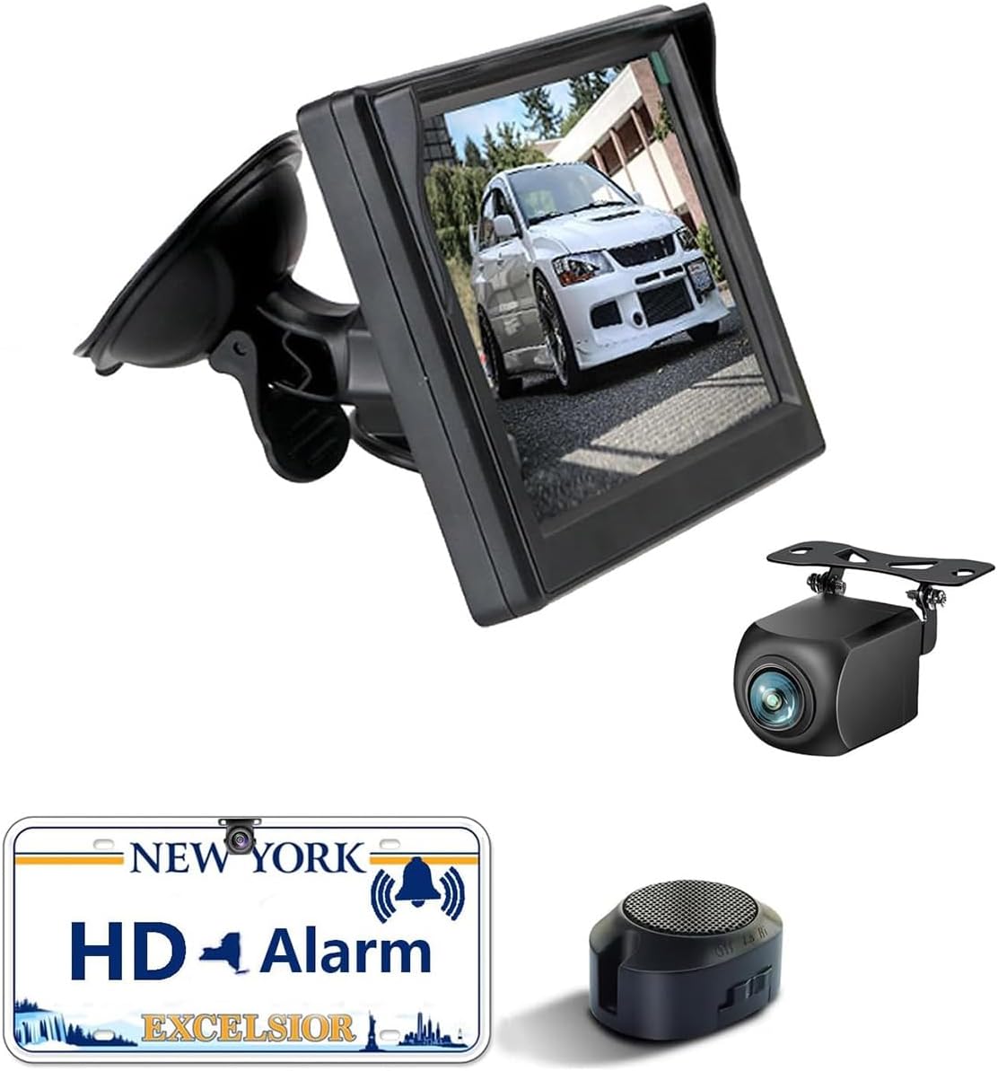 AHD Alarm Sensor Backup Camera with 5 inch Monitor Rear View Reverse Camera Universal for Pickup Truck Car SUV 170 Degree Perfect Angle Night Vision IP69 Waterproof DLD5C