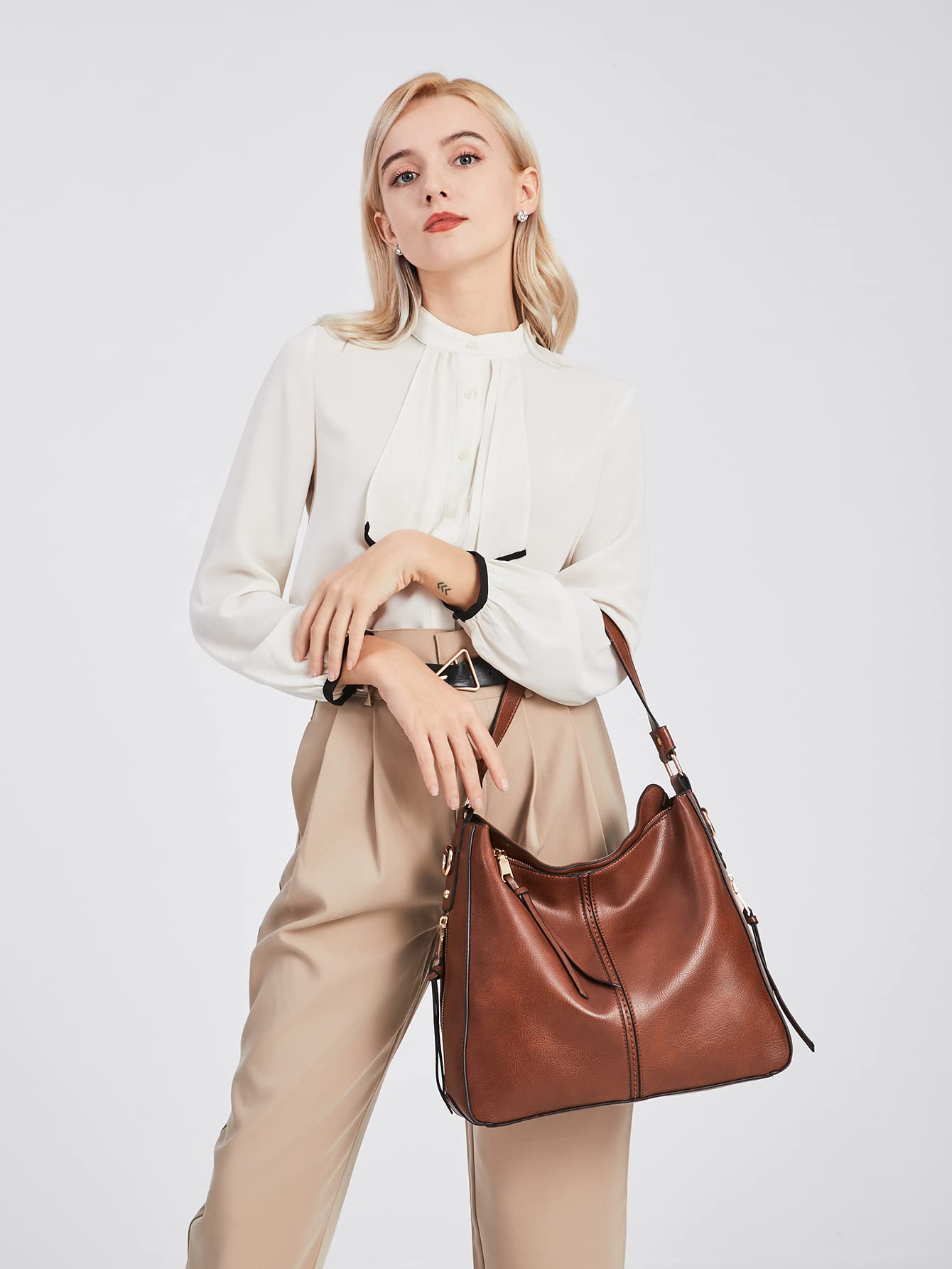 Pahajim Bolso Mujer Bandolera Grande PU Cuero Bolso de Hombro Shopper Elegante Bolsos Hobo Conjunto de Bolsos y Cartera para Trabajo, Compras y Viajes
