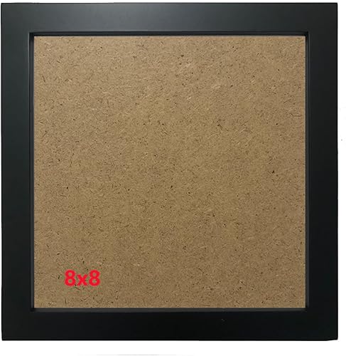 Miniatura 3 de Marcos de fotos de 8 x 8 pulgadas, color negro con paspartú, marco de madera maciza, juego de 2 paneles de plástico (necesita quitarse la película)