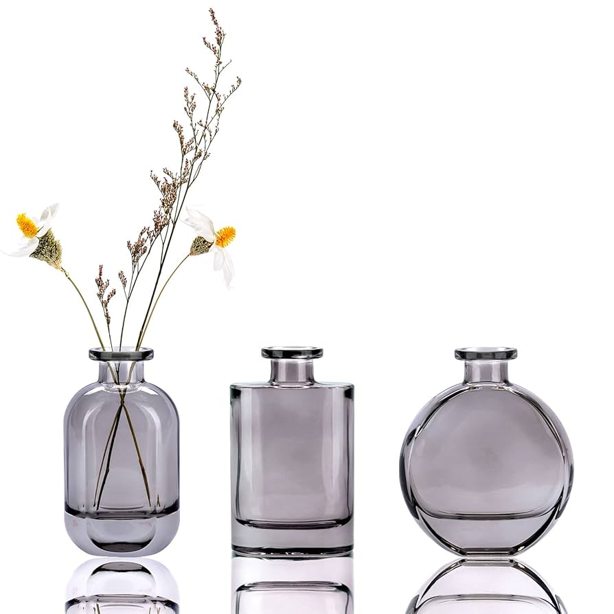 グレーの模様入りガラス花瓶 Amazon.co.jp: YJFFQ 花瓶 ビッグガラスベース グレー 花びん