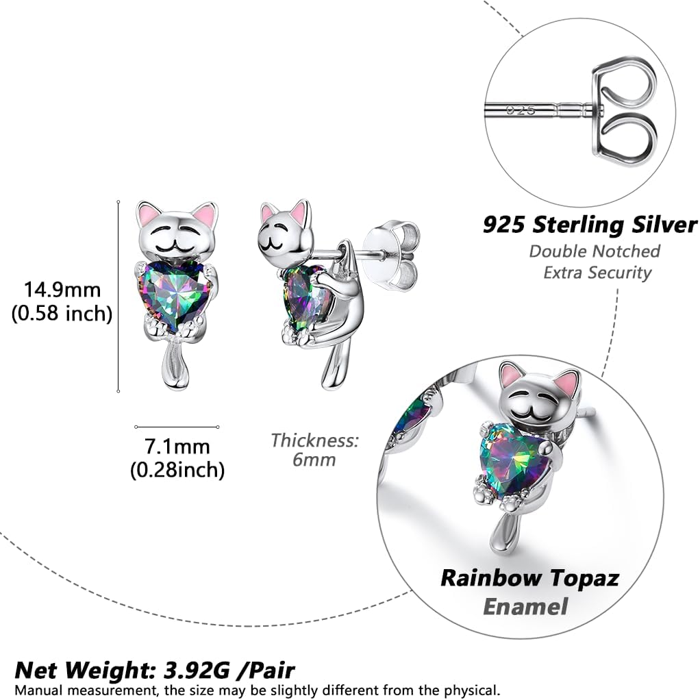 Silvora Sterling Silver Dainty Stud Earrings for Women Cute Animals/Minimalist Studs with Delicate Gift Packaging