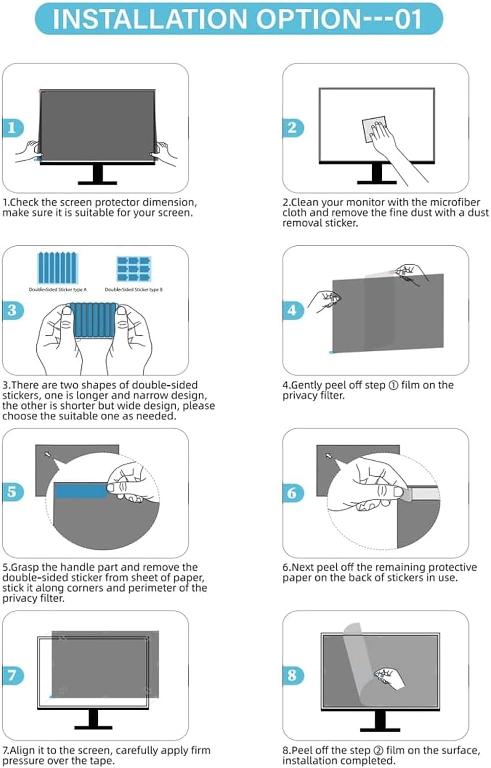 Laptop Privacy Screen Replacement Kit with Adhesive Strips and Slide Mount Holders for Computer Monitor Filter Protectors