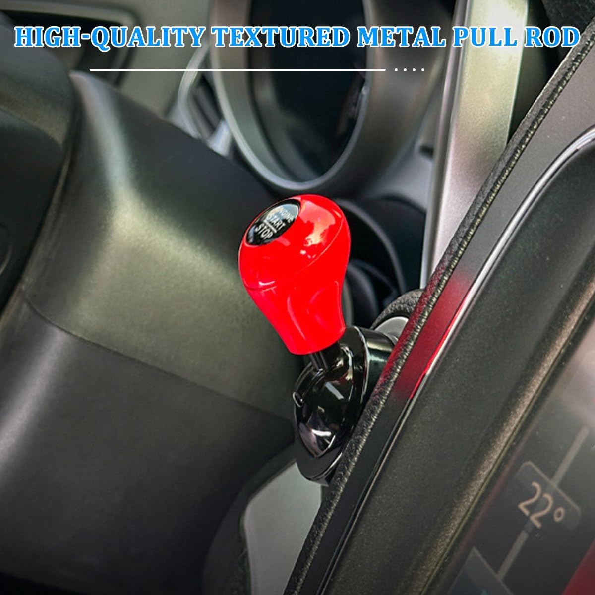 Zpana Car Joystick Push to Start Button Cover, Carbon Fiber Cool Metal Vehicle Engine Starter Stop Button Rocker, Auto Interior One-Touch Push to Start Protector, Universal for Vehicles (Red)