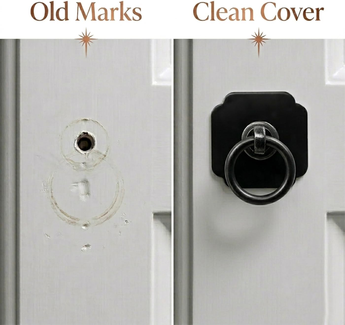 trust4care 4-Pack Matt Black Cabinet Bifold Closet Ring Pulls with 1-3/5" Backplate – Vintage Drawer Drop Pull Handles for Kitchen Cabinets, Bifold Doors, Dressers Decorative Hardware Knobs