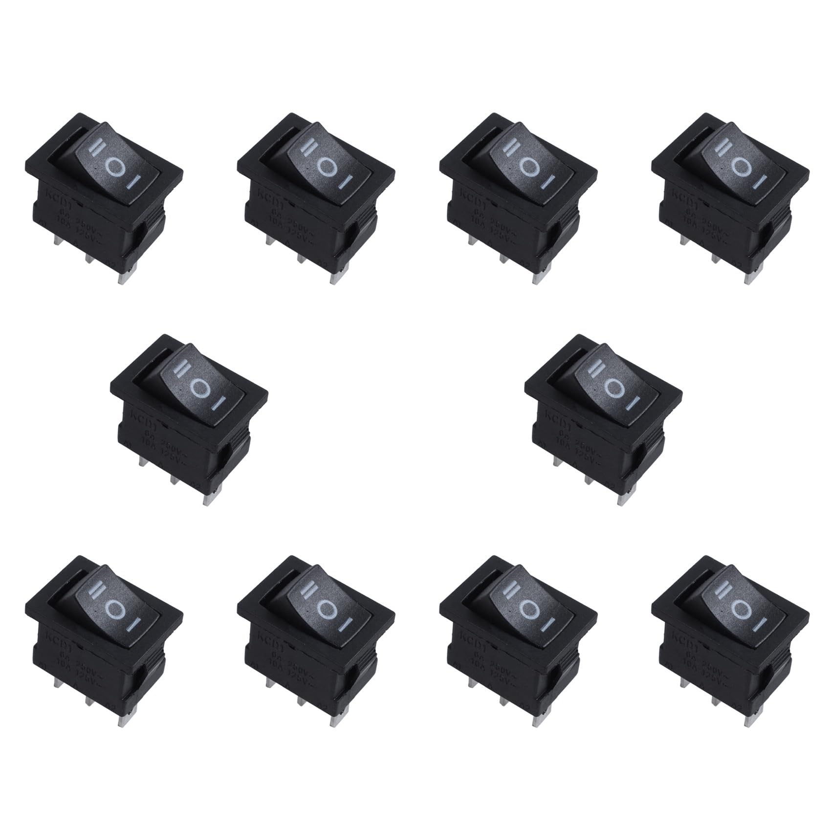 Jnchdghwa As Shown 10X Spdt -On 3 Position Snap In Boat Rocker Switch Ac 250V/6A 125V/10A