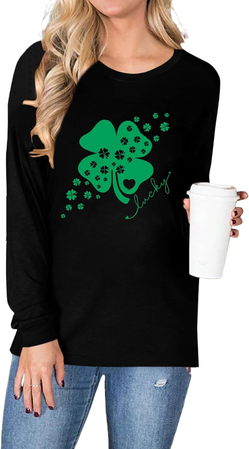St. Patricks Day Shirts for Women: Irish Shamrock T Shirt Clovers St Patrick's Day Long Sleeve Tops - Image 4