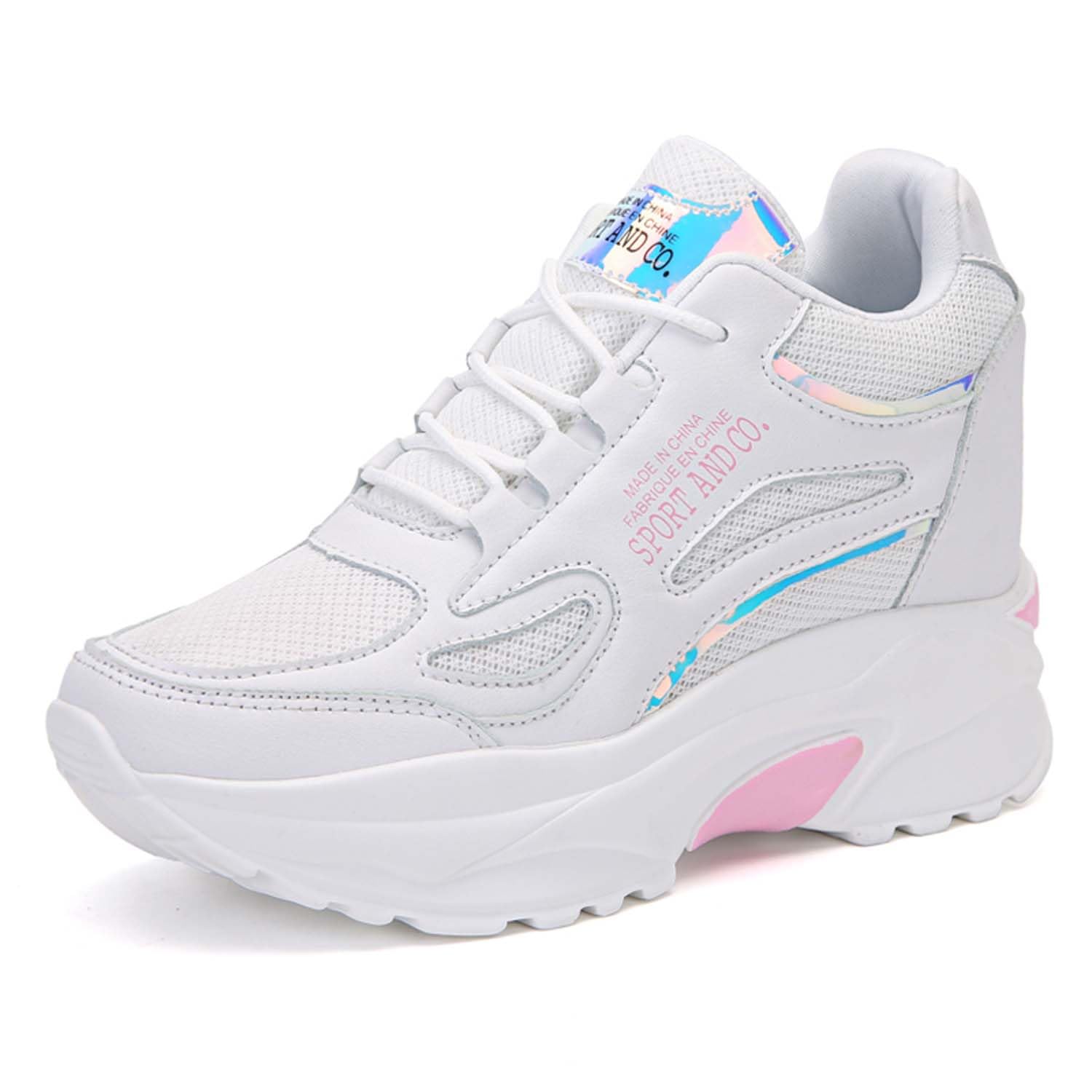 Scarpe con Zeppa Interna Donna Scarpe Sportive Casual Respirabile Sneakers Tacco Nascosto Zeppa 8CM