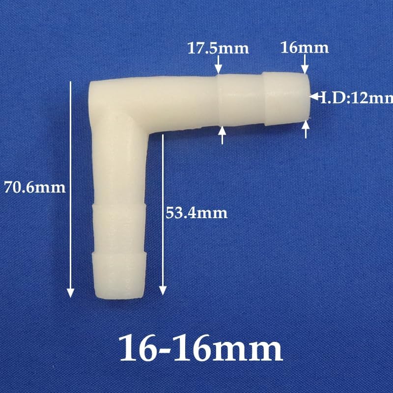 5pcs 10~25mm Plastic Barbed Equal Elbow Connectors Irrigation Pipe Fittings Aquarium Fish Tank Hose Aeration Hose Connector(16mm,100pcs)
