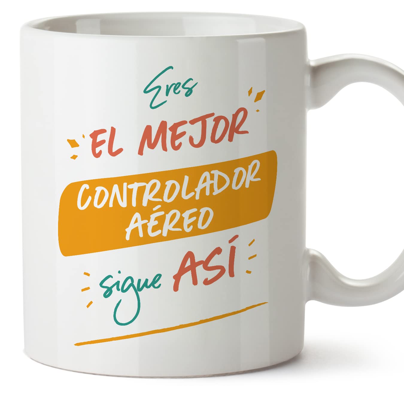 MUGFFINS AIR Traffic Controller Man Mug - in Spanish - Eres el Mejor sigue así! - Funny Gift for Colleagues - Ceramic 11oz Mug