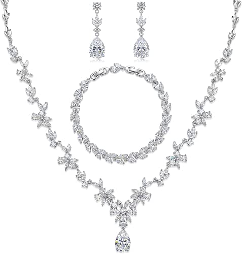 Hadskiss Jewelry Set for Women, Necklace Dangle Earrings Bracelet Set