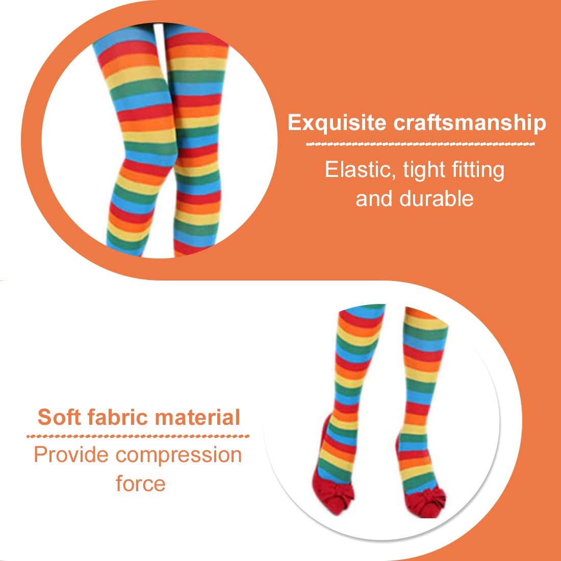 WUSCHOF Collant per bambini party fashion, righe colorate, strega, elfo, natalizio adatto per feste a tema