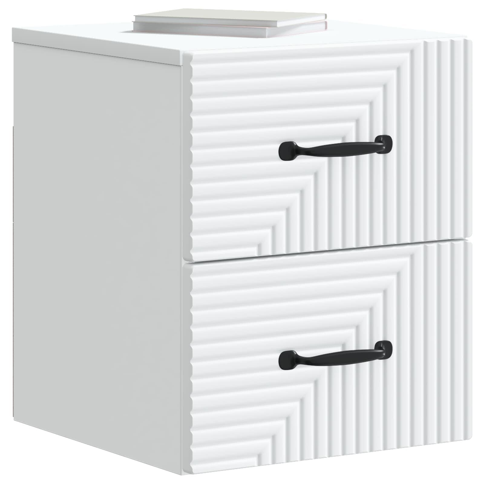 Lot de 2 tables de chevet murales flottantes - Blanc - 34,5 x 33 x