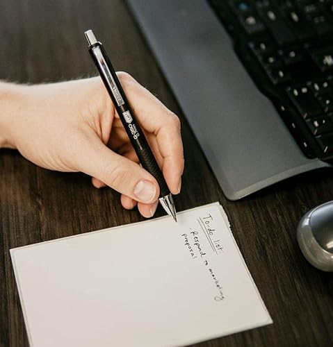 Miniatura 3 de Zebra Pen Paquete de 2 bolígrafos de gel G-350, tinta negra, punta media de 0.028 in, barril de metal negro espacial premium, tinta de secado