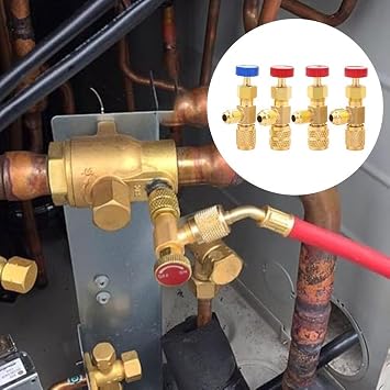 AC Safety Valve Set – Brass R22/R32/R410A Compatible High-Pressure HVAC Flow Control Valves 4-Piece Kit (1/2