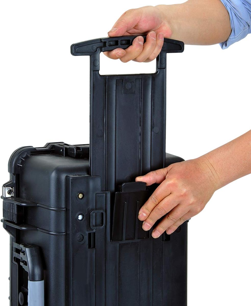 MEIJIA All Weather Rolling Waterproof Protective Case, Hard Camera Case,Dry Case with Retractable Pull Handle and Wheels,Foam Inserted, Elegant Black,22 x13.81x9inches - Image 9