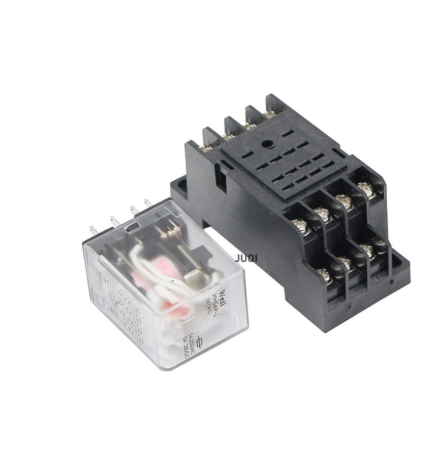1 zestaw MY4NJ Nowy HH54PL mały elektromagnetyczny przekaźnik mocy AC 12 V 24 V 36 V 48 V 110 V 220 V 380V Cewka 4NO 4NC szyna DIN 14 pinów + podstawa