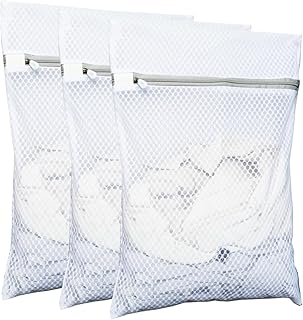 3Pcs Durable Honeycomb Mesh Laundry Bags for Delicates, 12 x 16 Inches Reusable Wash Bag for Lingerie, Underwear, Bra, Sil...
