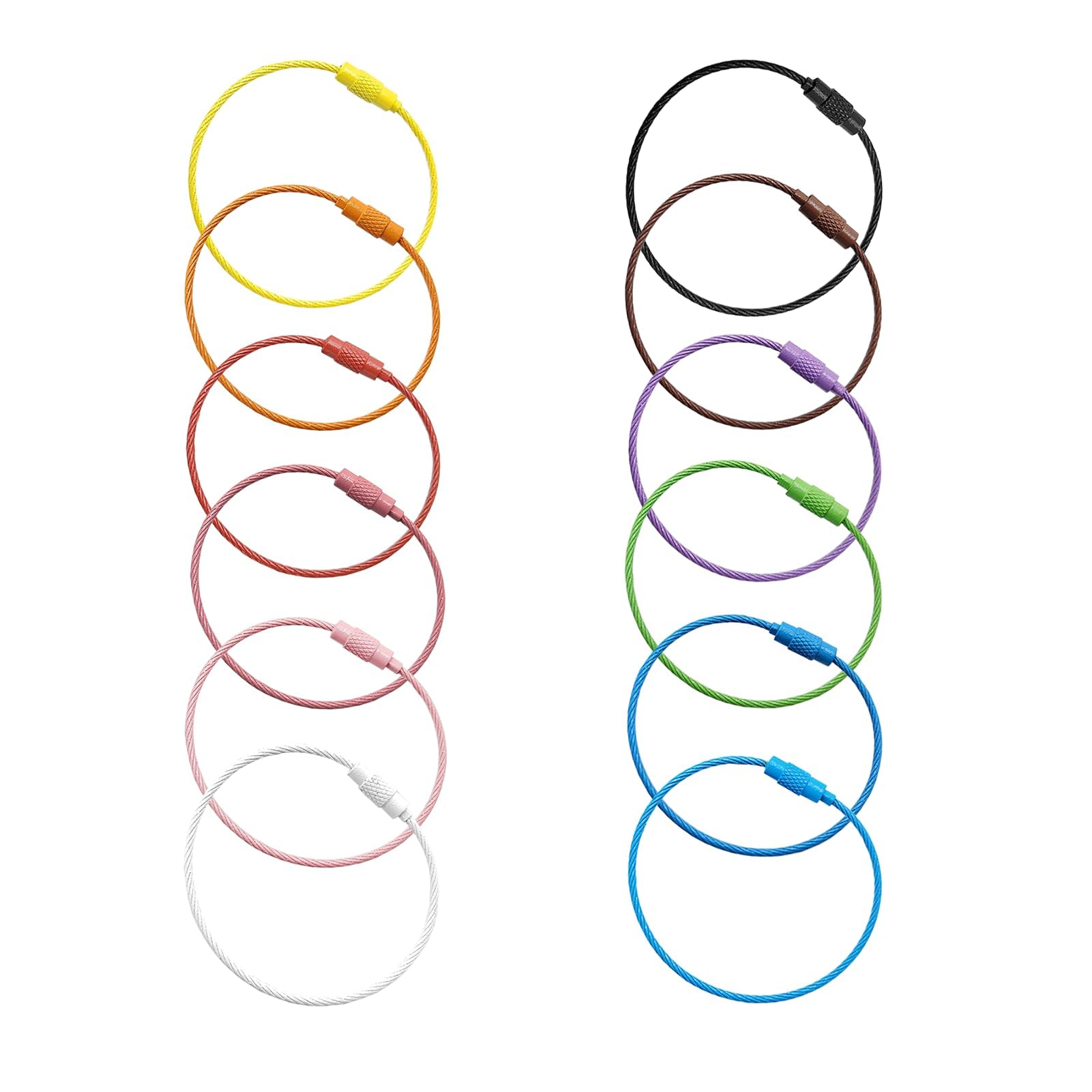 Gredak Wire Keychain Cable Stainless Steel, 12 Pcs 1.5mm 6 Inch 12 Colors Cable Key Ring, Keychain Lock Durable for Keys, Heavy Duty Luggage Tags &