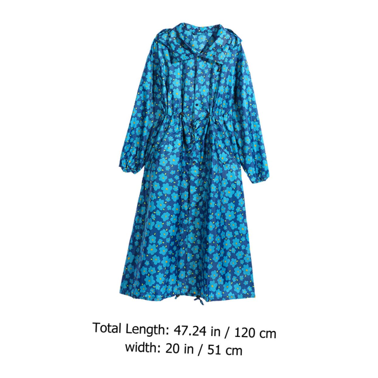 Poncho de Pluie Léger D'extérieur Bleu, Polyester, pour Femmes | Capuche, Coupe Réutilisable, Poignets Élastiques, Usage Écoles et Activités Extérieures